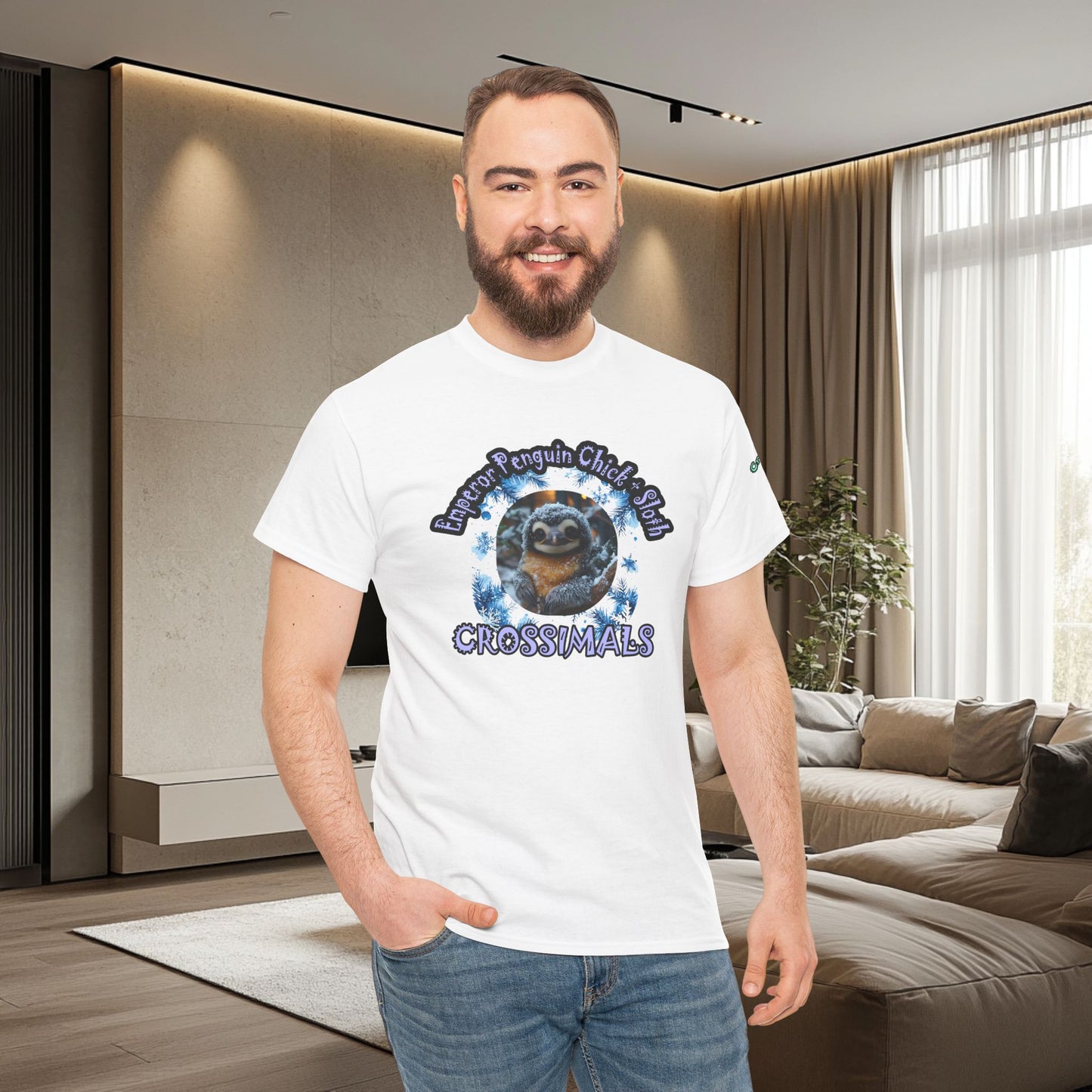 Emperor Penguin Chick Sloth Cross Unisex Heavy Cotton Tee