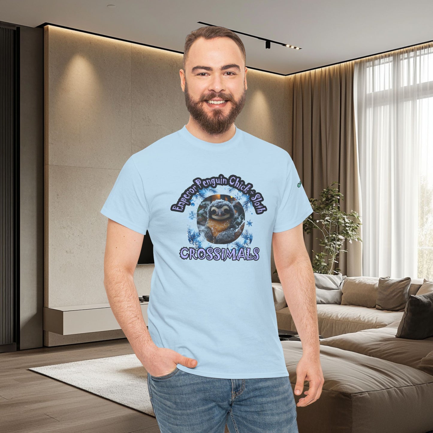 Emperor Penguin Chick Sloth Cross Unisex Heavy Cotton Tee