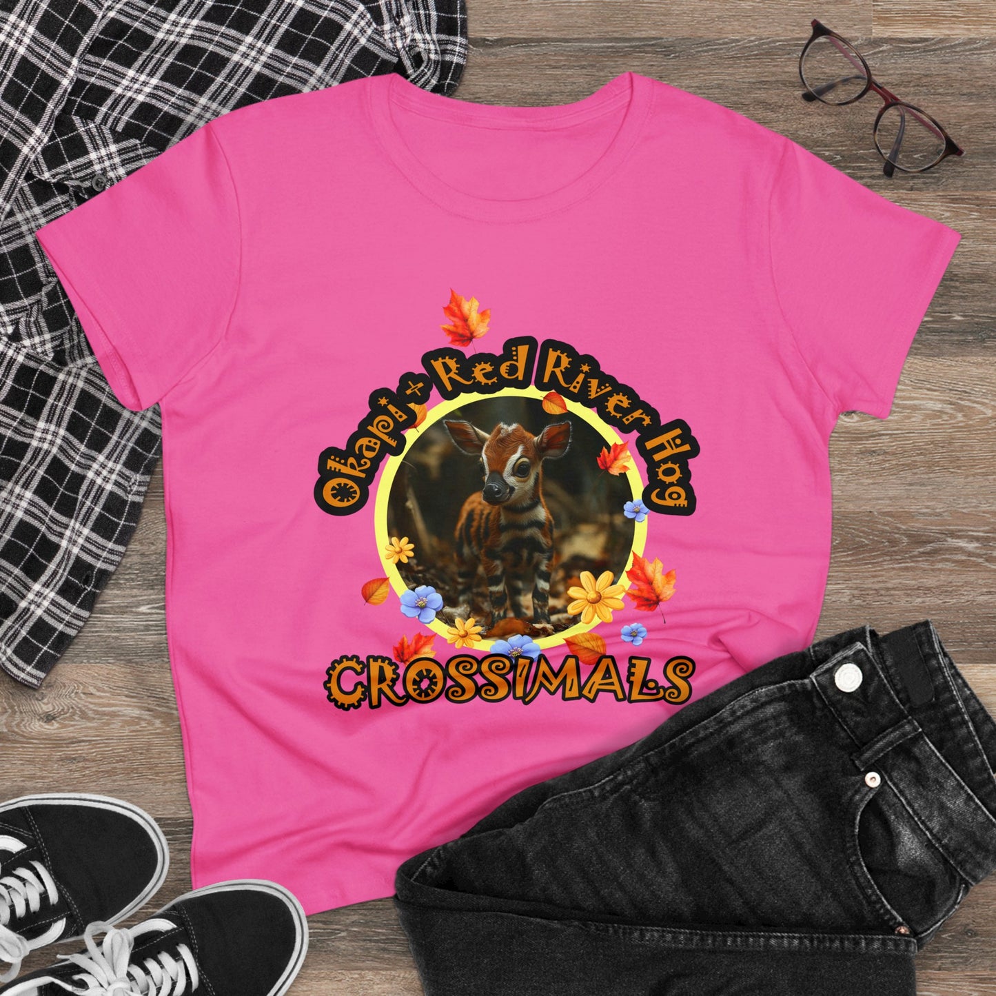 Okapi Red River Hog Cross Women's Midweight Cotton Tee