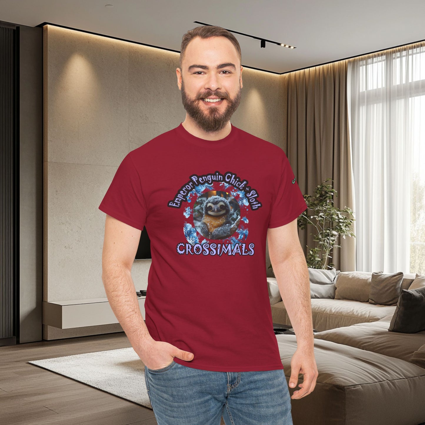 Emperor Penguin Chick Sloth Cross Unisex Heavy Cotton Tee