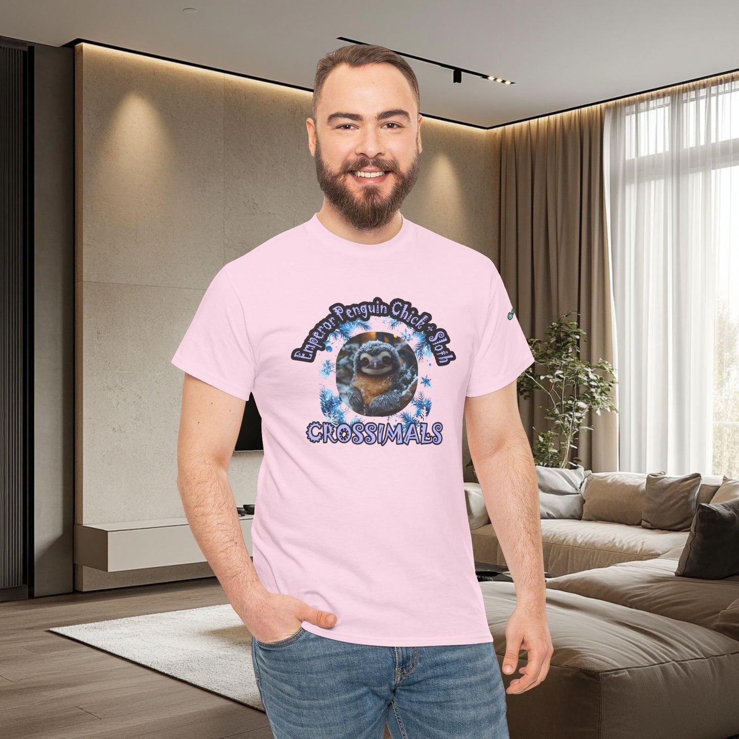 Emperor Penguin Chick Sloth Cross Unisex Heavy Cotton Tee