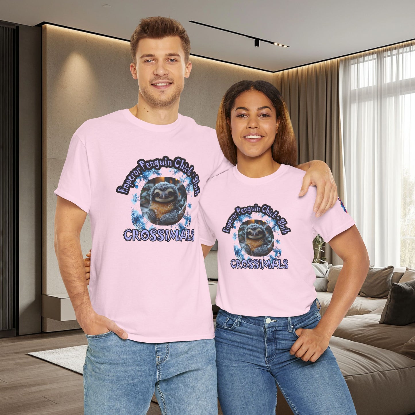 Emperor Penguin Chick Sloth Cross Unisex Heavy Cotton Tee