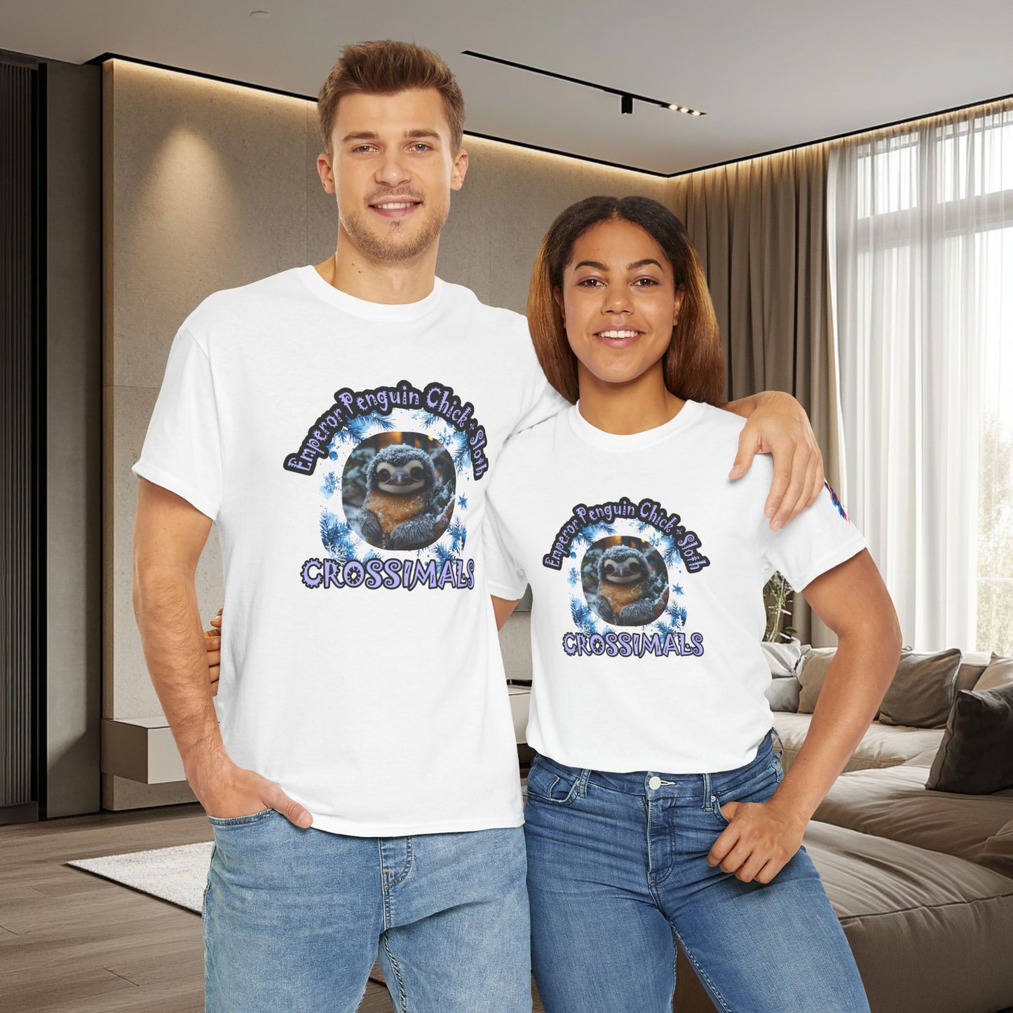 Emperor Penguin Chick Sloth Cross Unisex Heavy Cotton Tee
