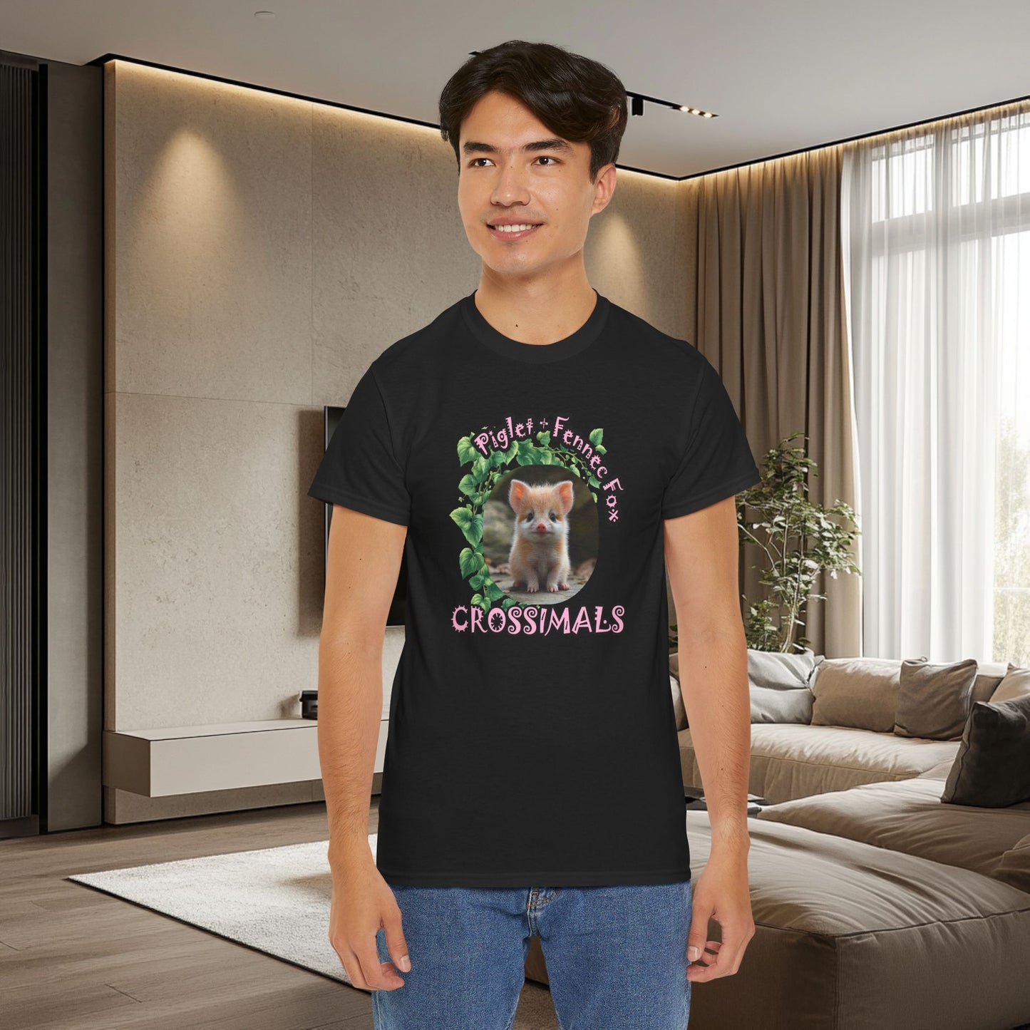 Crossimals Piglet Fennec Fox Unisex Heavy Cotton Tee