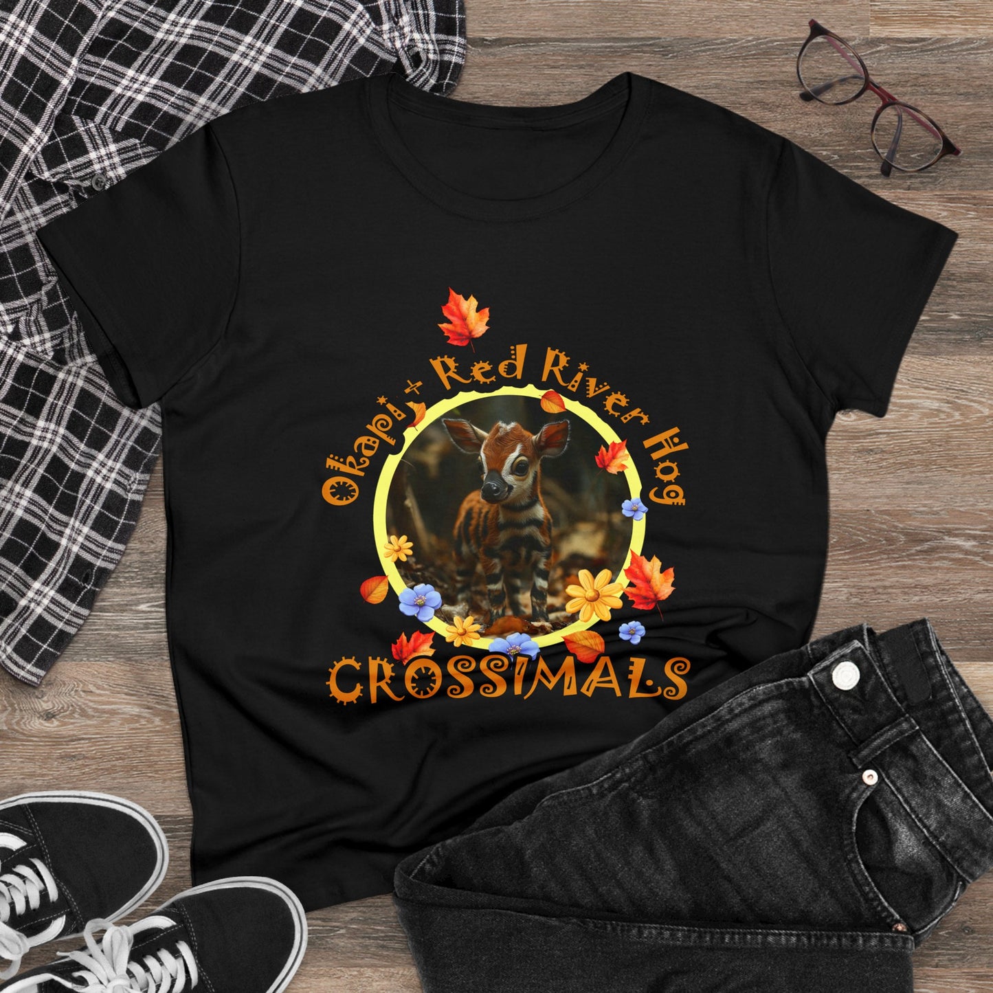 Okapi Red River Hog Cross Women's Midweight Cotton Tee