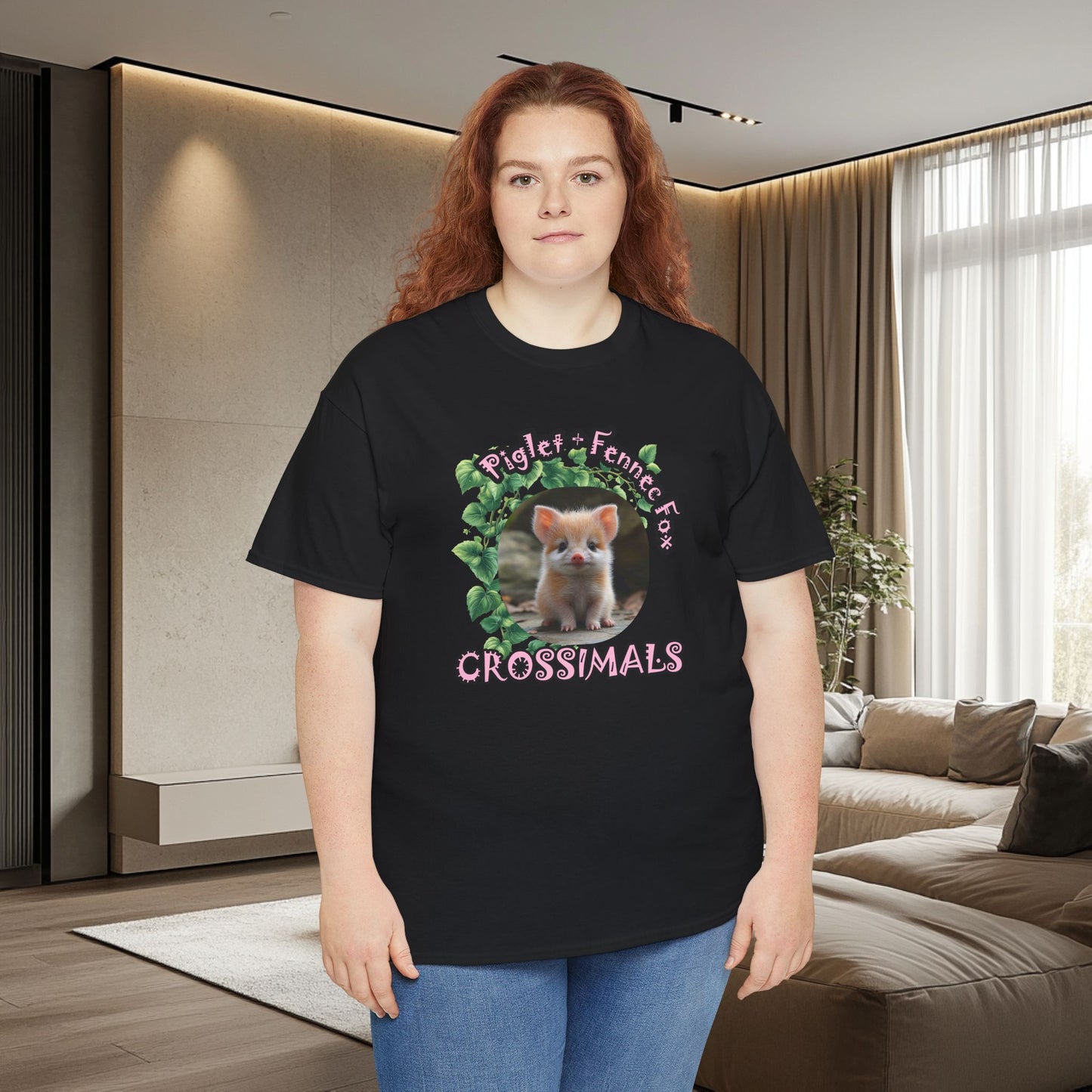 Crossimals Piglet Fennec Fox Unisex Heavy Cotton Tee