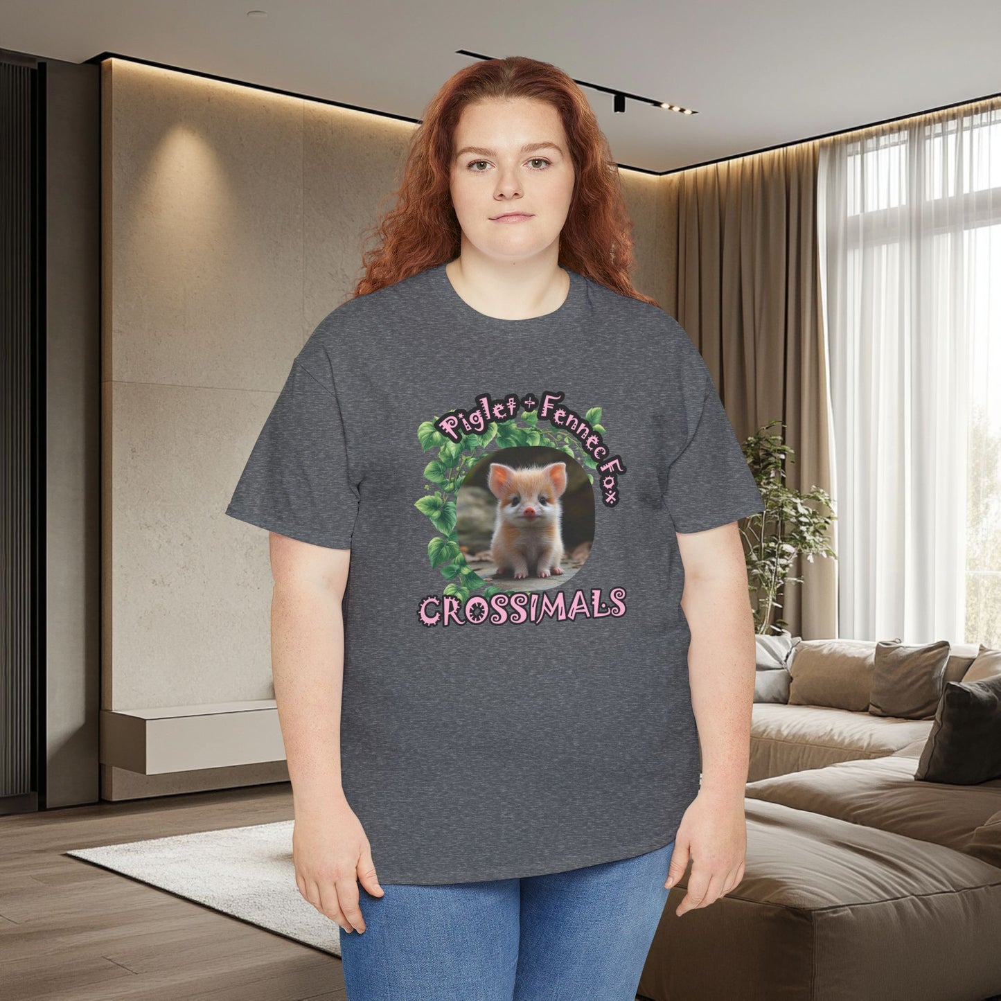 Crossimals Piglet Fennec Fox Unisex Heavy Cotton Tee